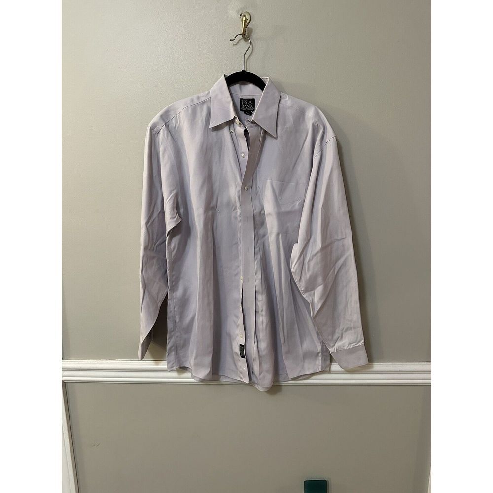 JOS A BANK LONG SLEEVE PURPLE ‎ BUTTON FRONT SHIRT W/CHEST POCKET! SZ 16-35